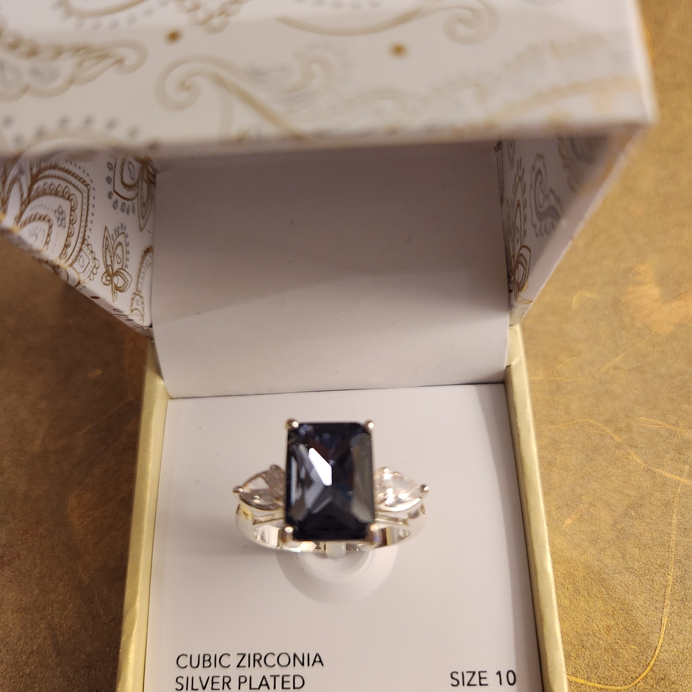 Charter Club Blue Silver Halo Ring Size 10